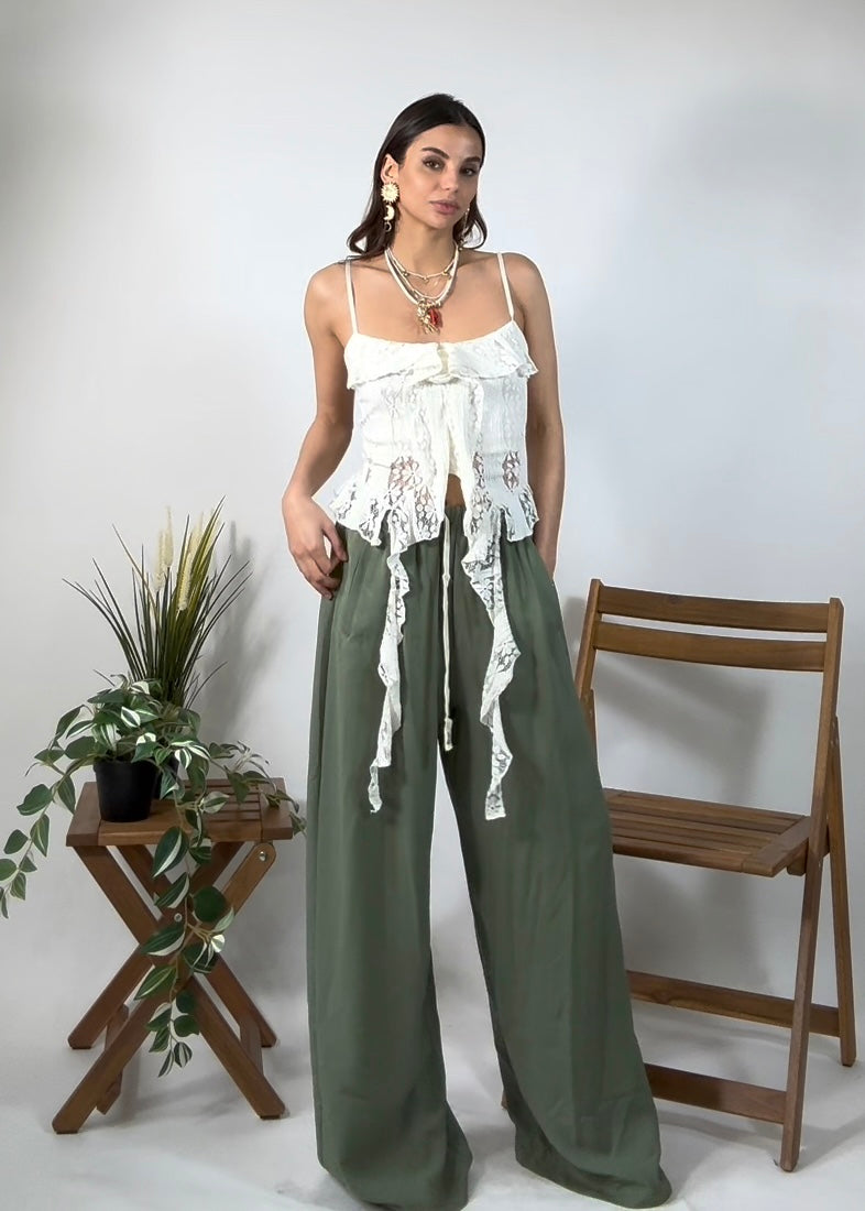 Pantalone Misto Lino Verde new