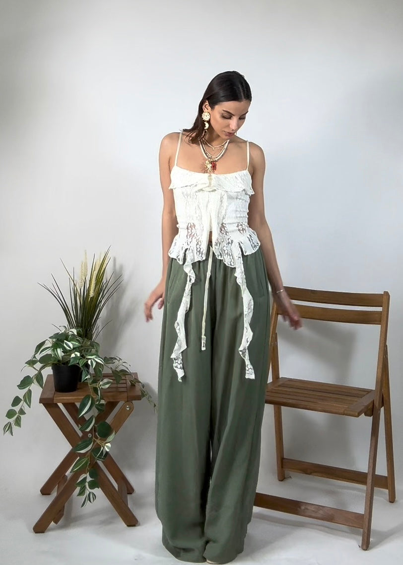 Pantalone Misto Lino Verde new