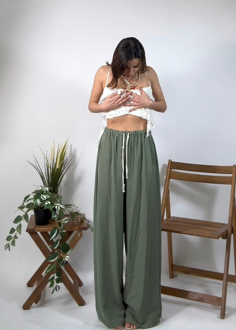 Pantalone Misto Lino Verde new