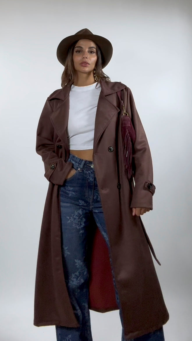 Trench Suede Marrone