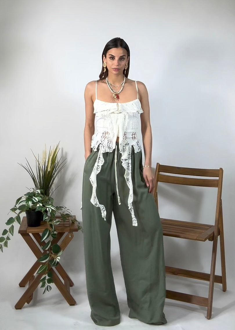 Pantalone Misto Lino Verde new