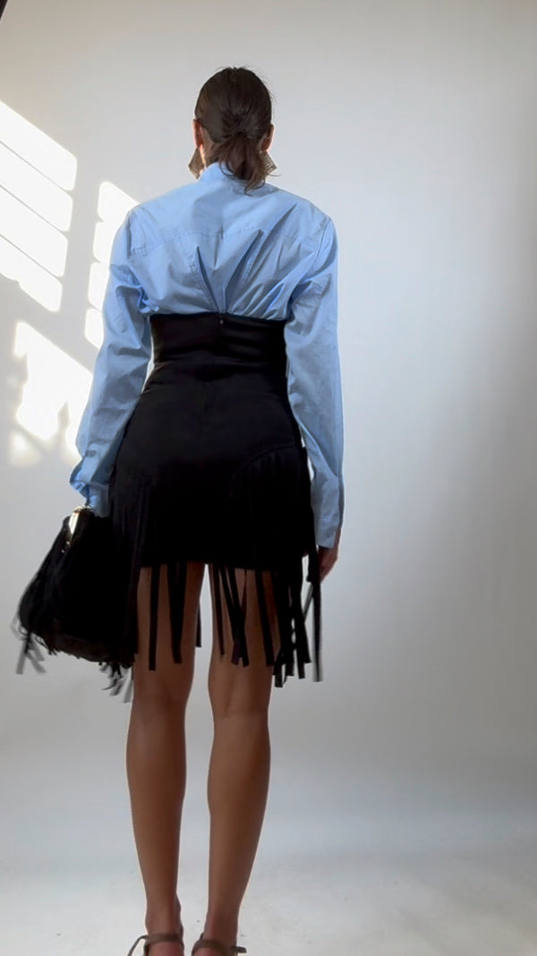Mini Dress Frange Nero