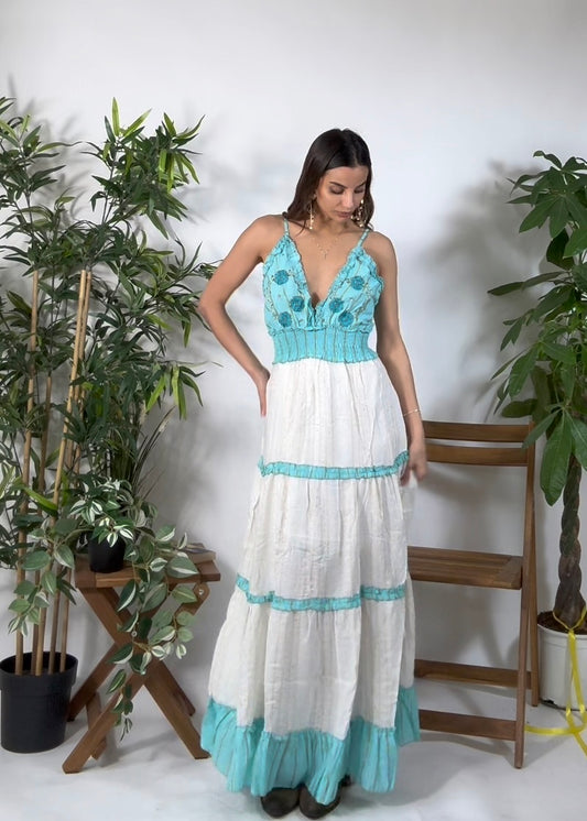 VESTITO Floritas Azzuro e bianco