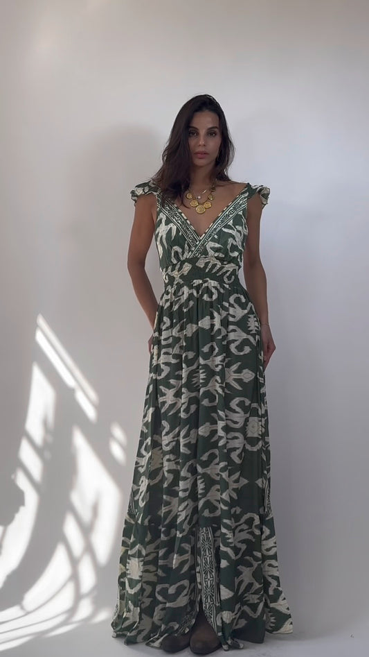 Abito Gitana  lungo  con Balze e Schiena Scoperta con Fiocco 9