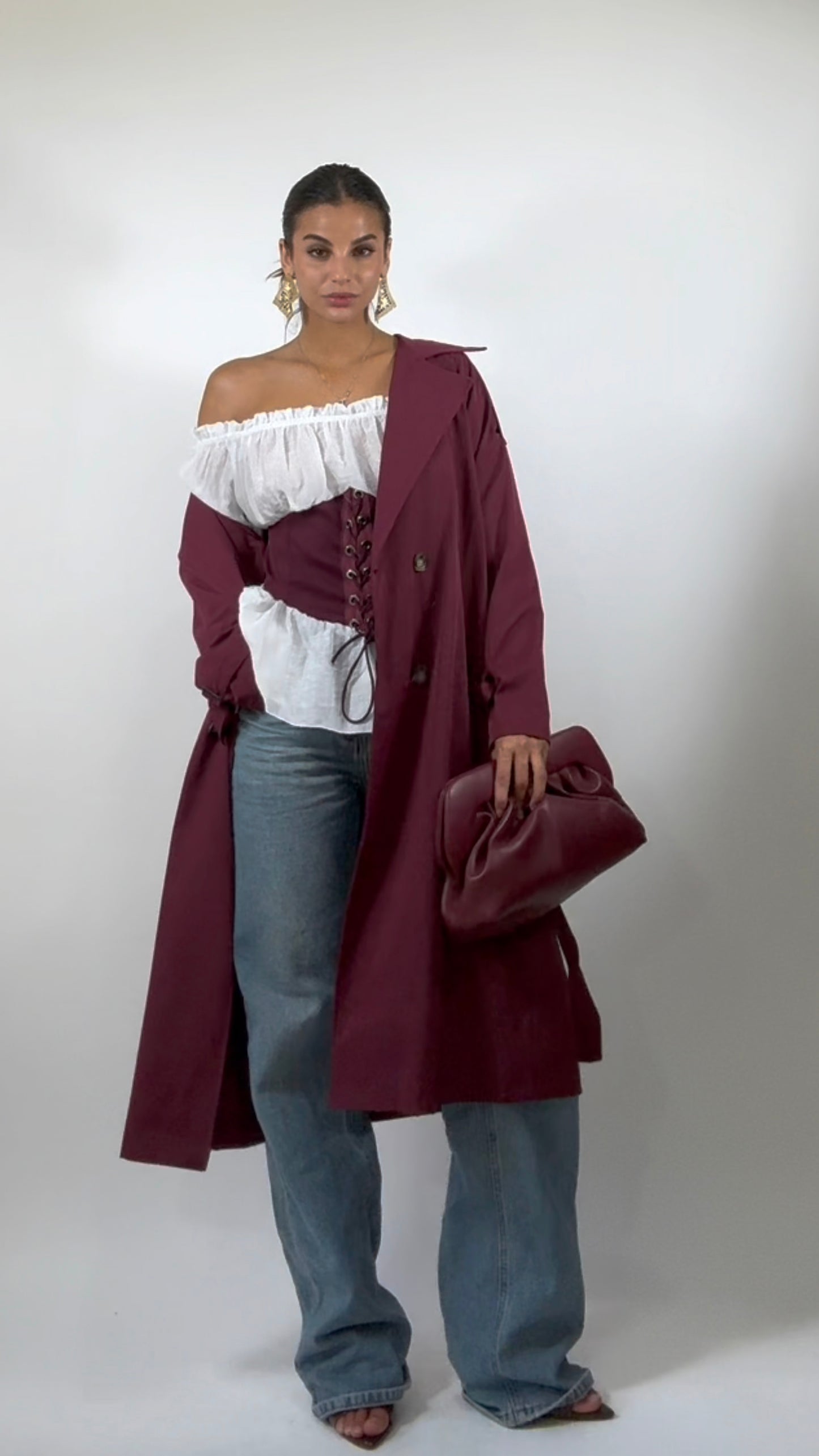 Trench lungo Burgundy
