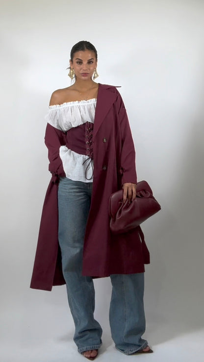 Trench lungo Burgundy