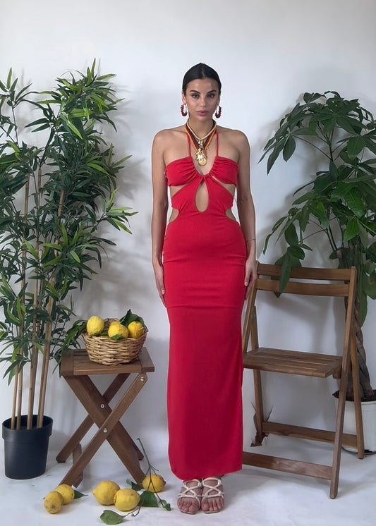 Vestito Cut Out Rosso