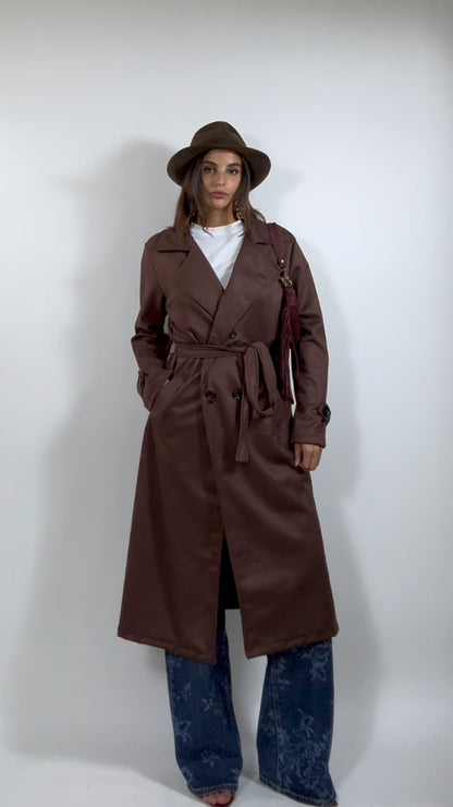 Trench Suede Marrone