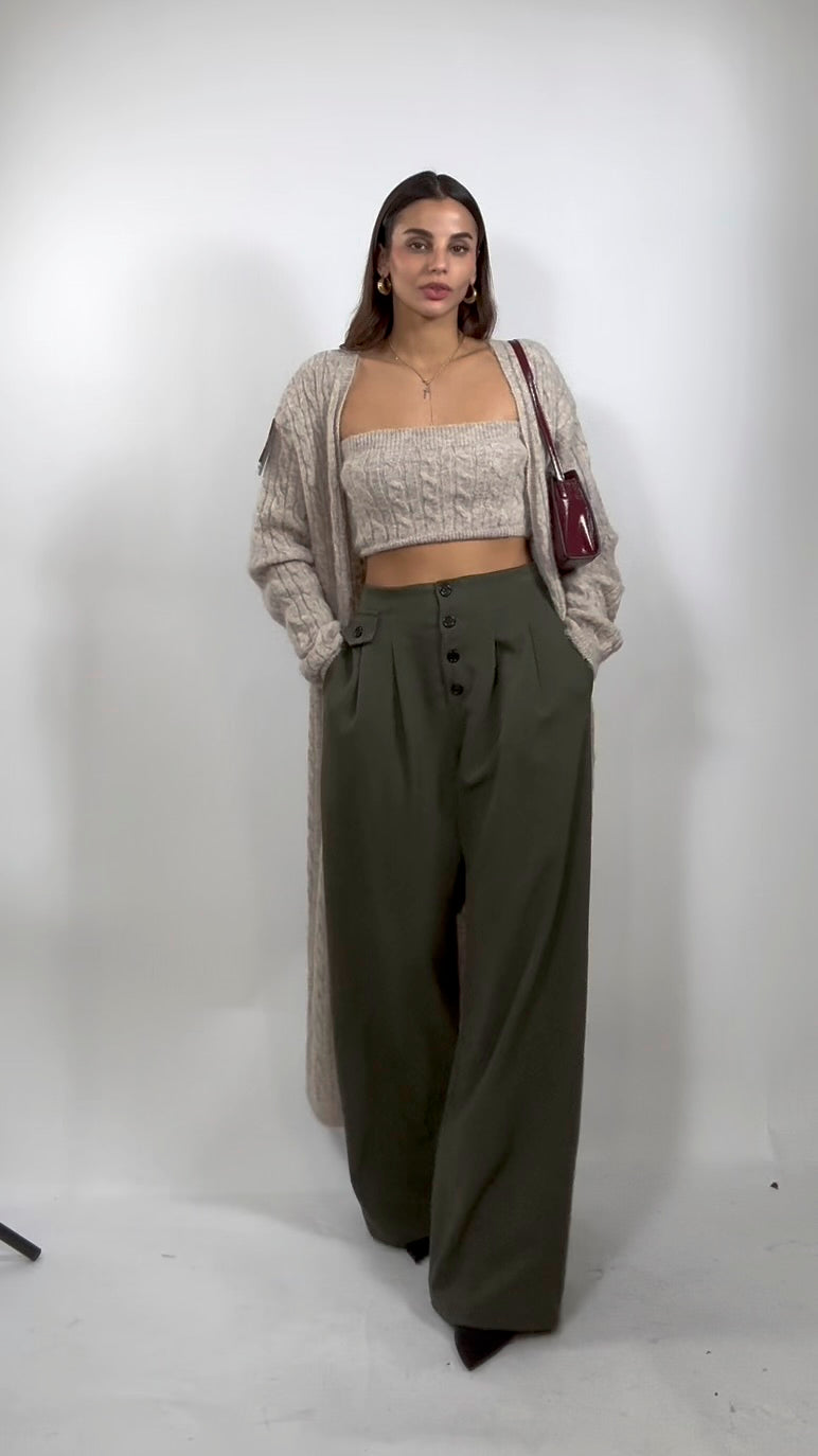 Top + Cardigan Long beige