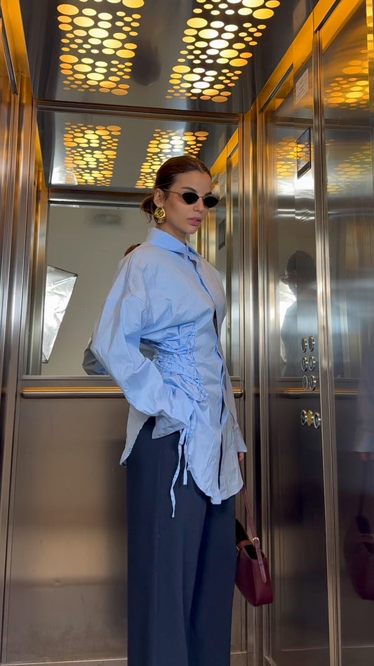 Camicia Corset Effect Celeste