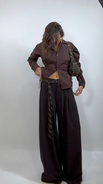 Mini Camicia lacci Coffee