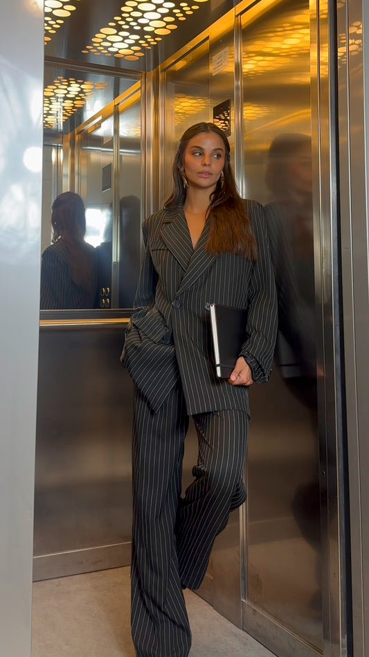 Tailleur Gessato Nero
