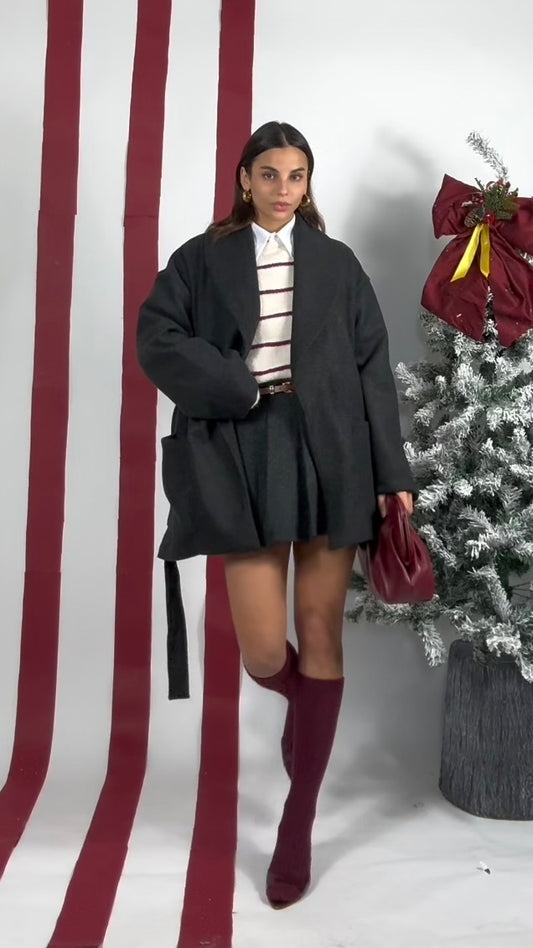 Set winter Grey  Coat + Miniskirt