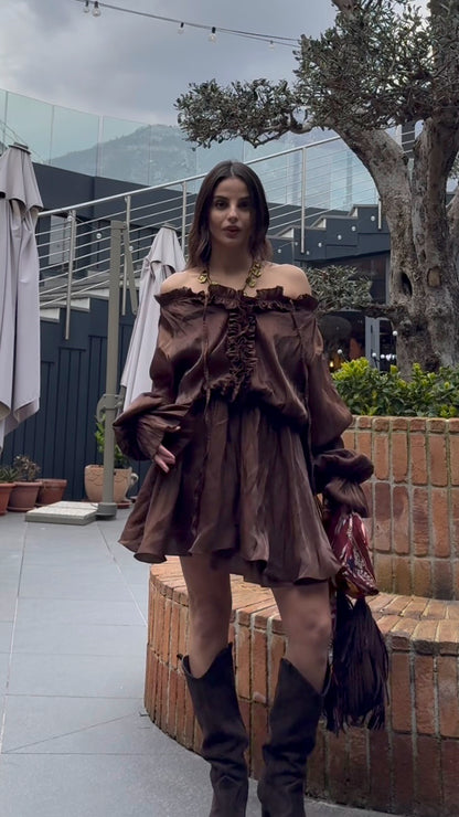 Minidress Romantic Boho Choco