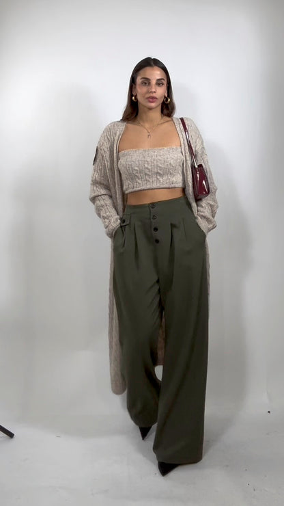 Top + Cardigan Long beige