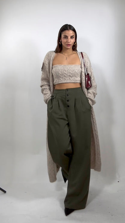 Top + Cardigan Long beige