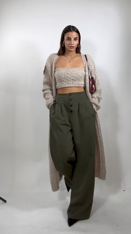 Top + Cardigan Long beige