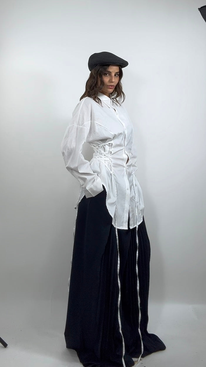 Camicia Corset Effect Bianco