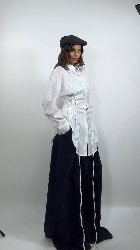 Camicia Corset Effect Bianco