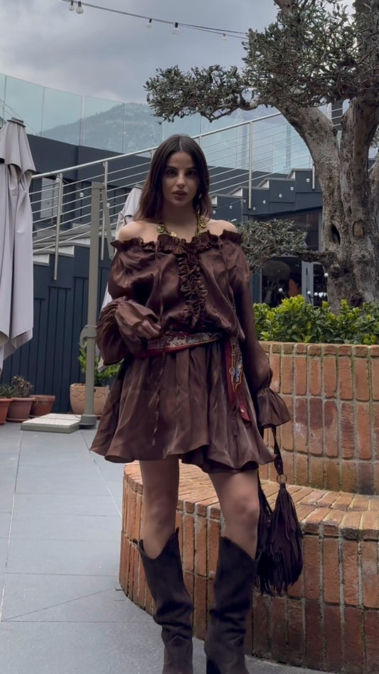 Minidress Romantic Boho Choco