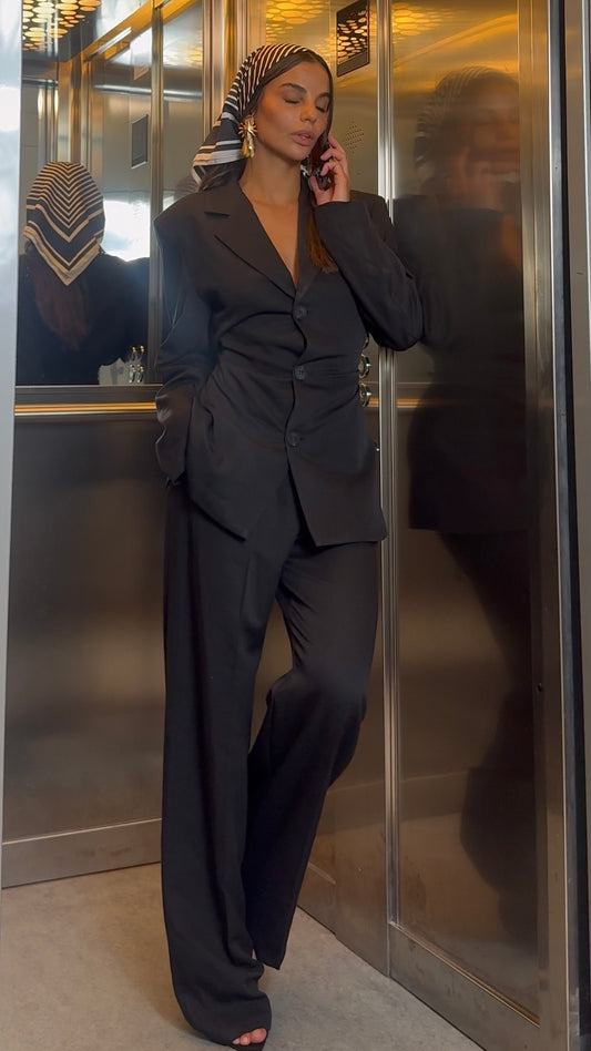 Tailleur Giacca + Pantaloni + Bandana Nero