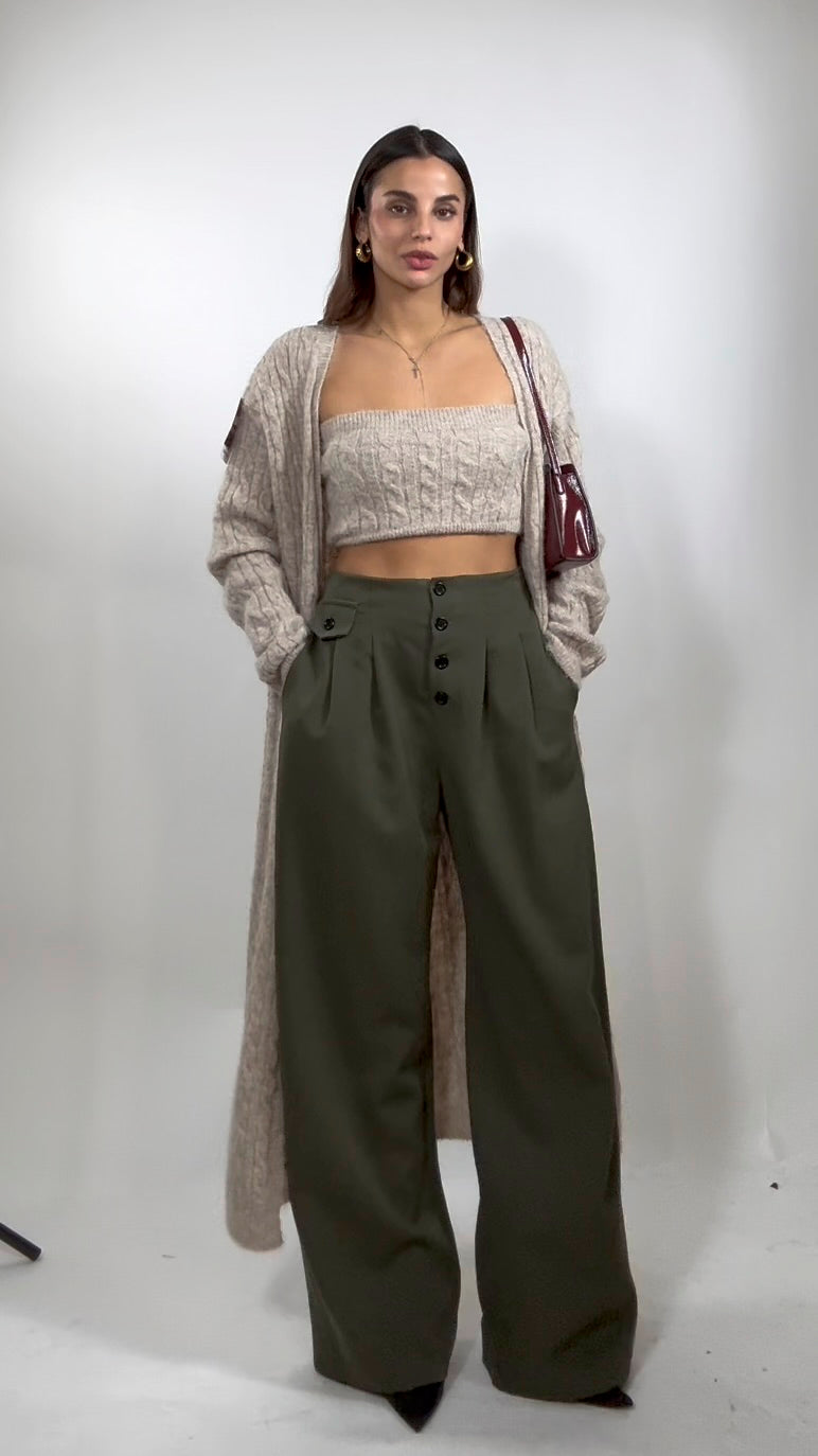 Top + Cardigan Long beige