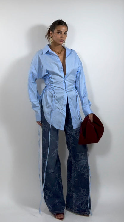 Camicia Corset Effect Celeste