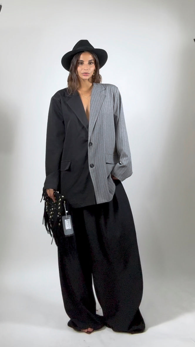 Blazer Bicolor Grigio e nero