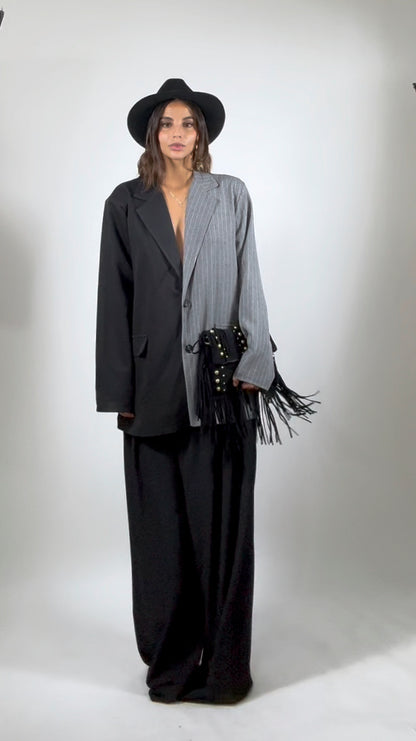 Blazer Bicolor Grigio e nero