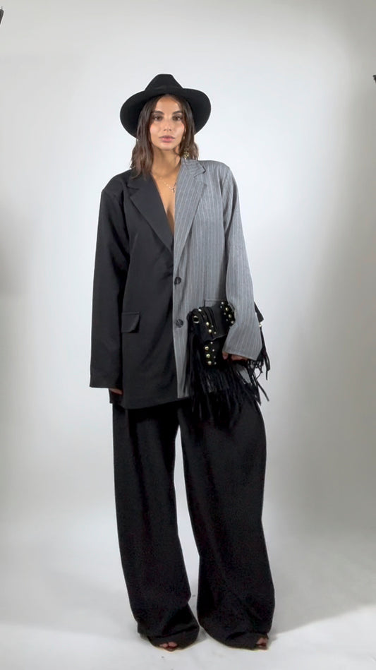 Blazer Bicolor Grigio e nero