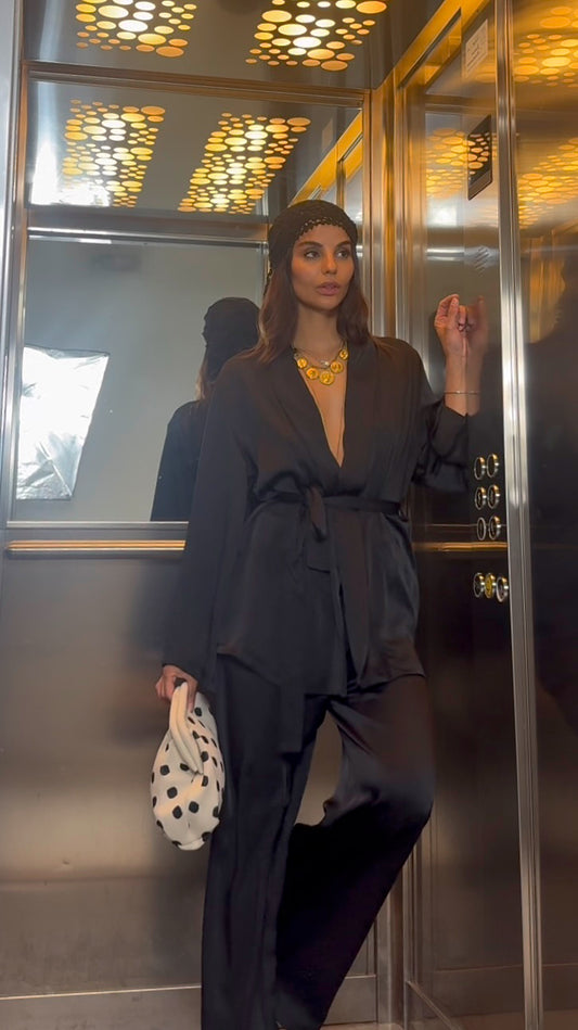 Tailleur con kimono + pantaloni
