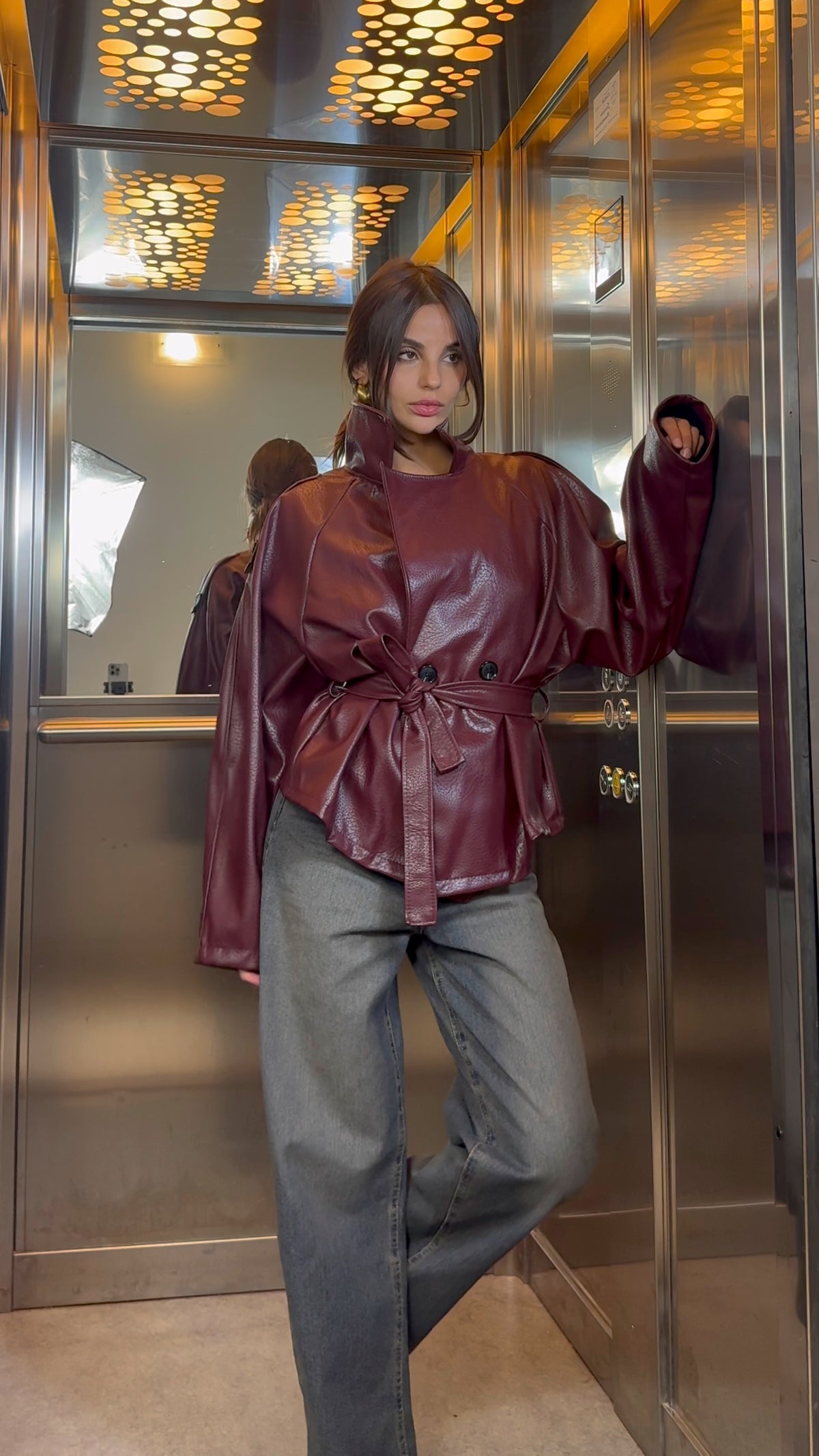 Jacket Simil Pelle Burgundy