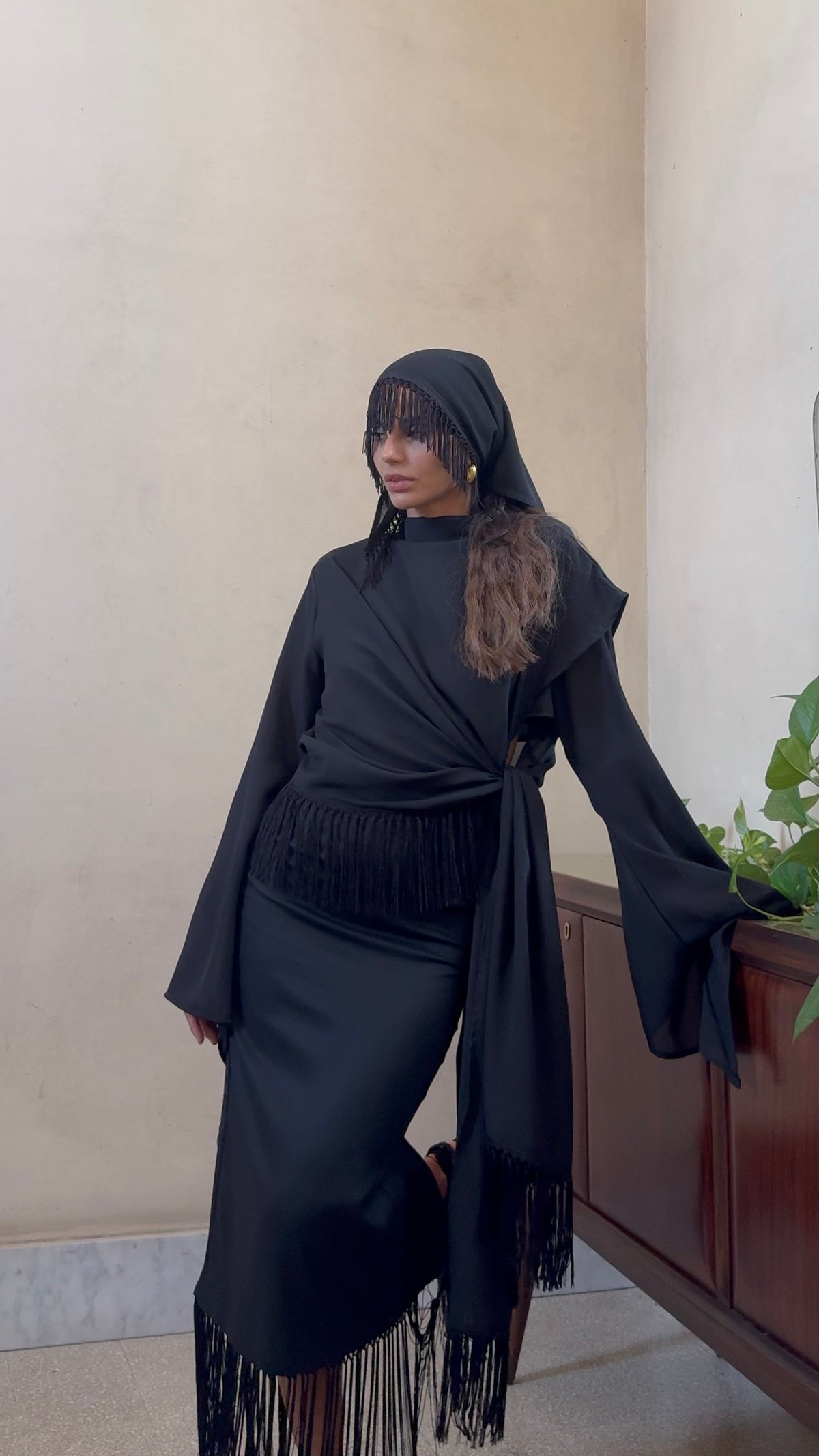 Bandana con frange nere